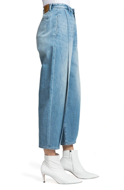 Shop Prps Pleated Tapered Crop Jeans In Light Wash
