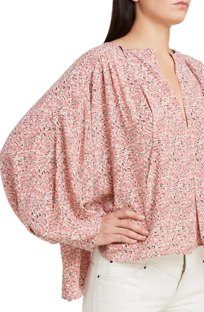 Shop Isabel Marant Floral Print Stretch Silk Blouse In Pink