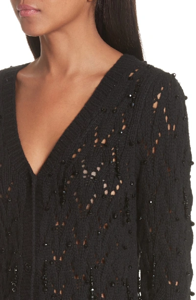 Shop Co Beaded Wool & Cashmere Cardigan In Black