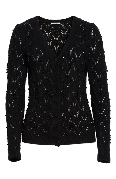 Shop Co Beaded Wool & Cashmere Cardigan In Black