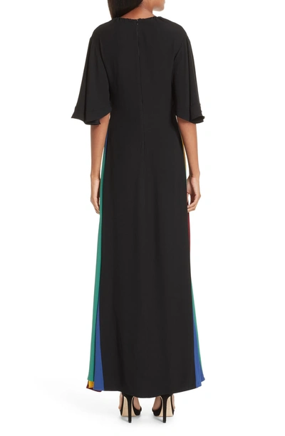 Shop Staud Victorian Rainbow Godet Dress In Black/ Multi