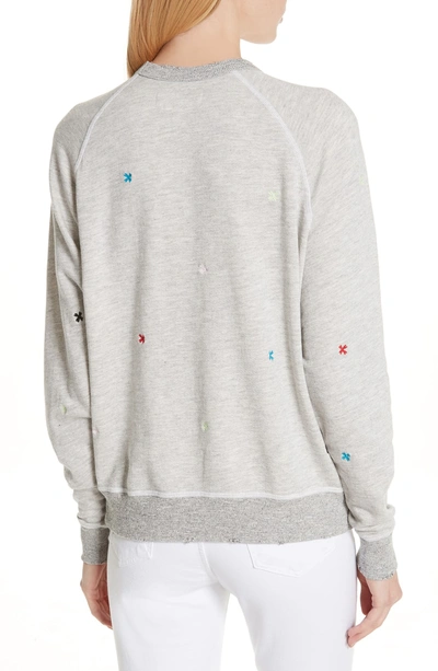 Shop The Great The College Embroidered Sweatshirt In Heather Grey/ Multi