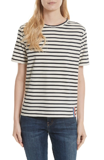 Shop Kule The Modern Stripe Cotton Tee In Cream/ Navy