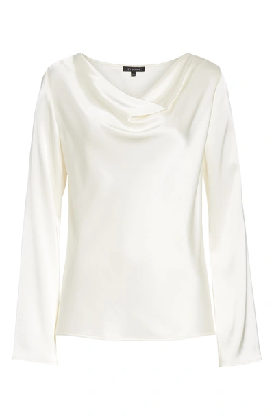 Shop St John Satin Cowl Neck Blouse In Cream