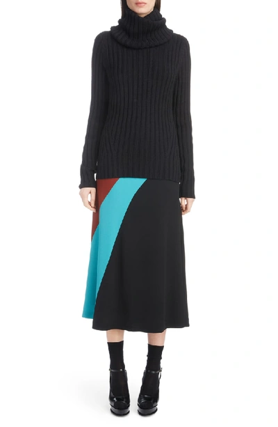 Shop Dries Van Noten Curved Inset Midi Skirt In Black
