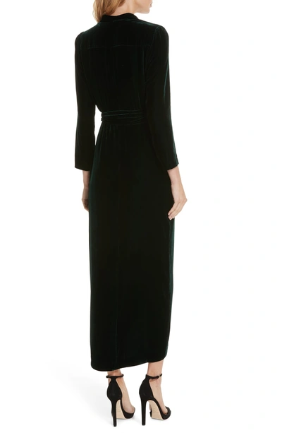 Shop L Agence Reliah Velvet Wrap Dress In Forest Green