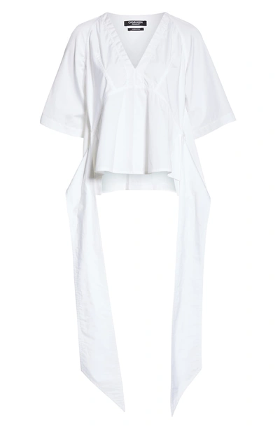 Shop Calvin Klein 205w39nyc Sash Detail Cotton Poplin Top In Optic White