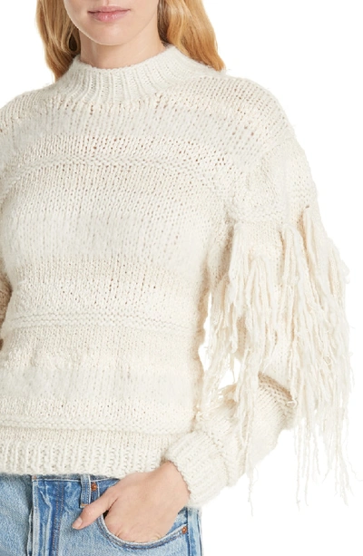 Shop Ulla Johnson Delma Fringe Sleeve Sweater In Cream