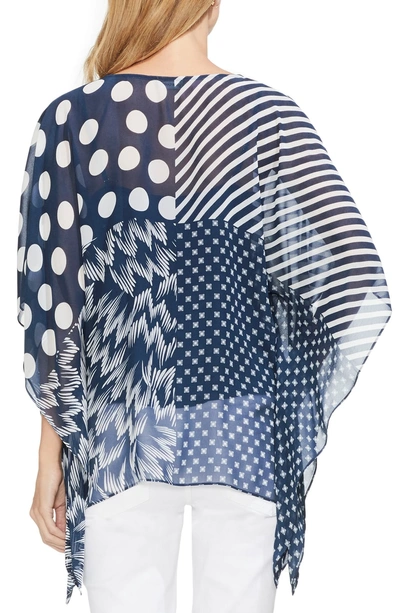 Shop Vince Camuto Maze Patchwork Top In Ink Blue