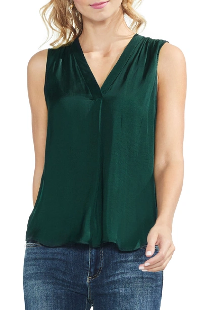Shop Vince Camuto Rumpled Satin Blouse In Hunter