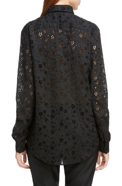 Shop Saint Laurent Eyelet Button-up Shirt In Noir