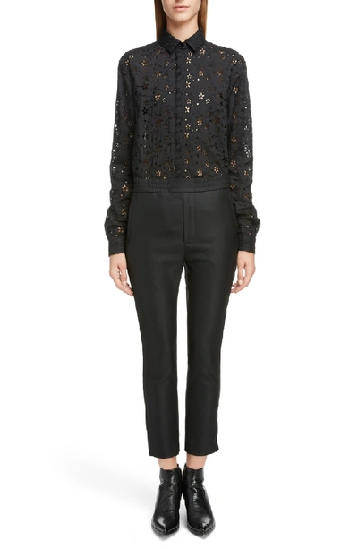 Shop Saint Laurent Eyelet Button-up Shirt In Noir