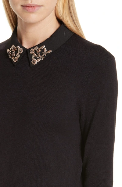 Shop Ted Baker Moliiee Embroidered Collar Sweater In Black