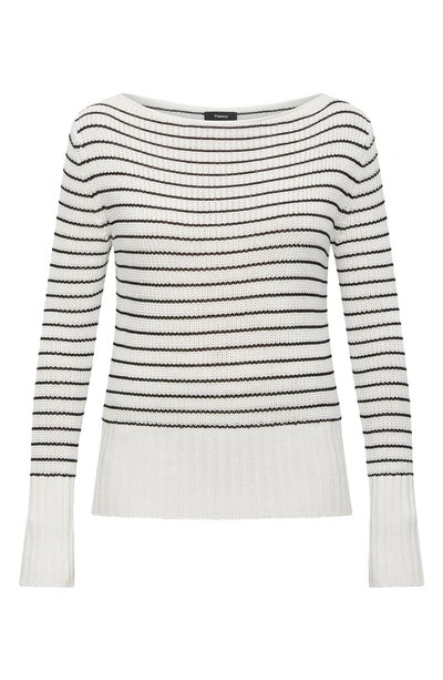 Shop Theory Stripe Sweater In Ivory/ Black