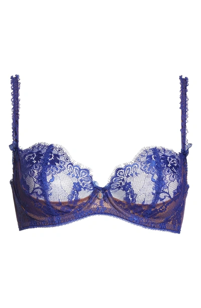 Shop Dita Von Teese Savior Faire Sheers Underwire Lace Bra In Electric/ Copper