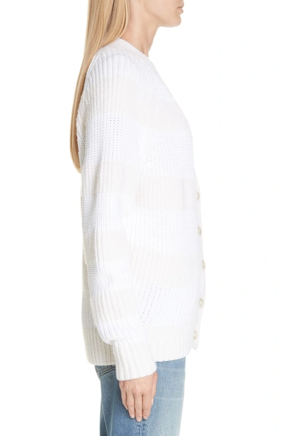 Shop Alexander Wang T Rugby Stripe Wool Blend Cardigan In Ivory/ Ivory