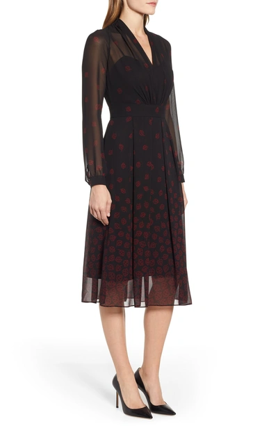 Shop Anne Klein Margaux Faded Fit & Flare Dress In Anne Black/ Titian Red