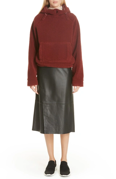 Shop Vince Slit Leather Skirt In Black