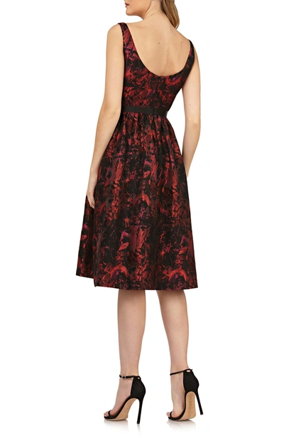 Shop Kay Unger Sleeveless Bow Waist Fit & Flare Dress In Red/ Black