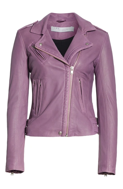 Shop Iro Leather Moto Jacket In Dusty Pink