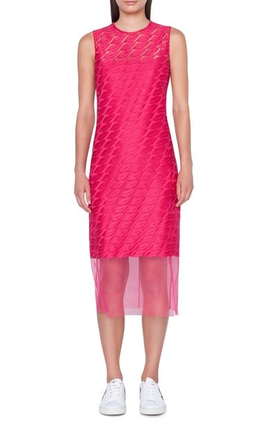 Shop Akris Lip Embroidered Tulle Overlay Dress In Pink