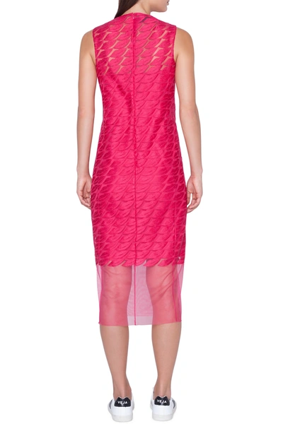 Shop Akris Lip Embroidered Tulle Overlay Dress In Pink