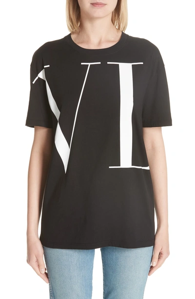 Shop Valentino Logo Letters Tee In Black