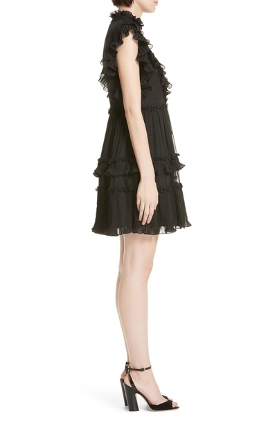 Kate Spade Mock-neck Cap-sleeve Devore Bakery Dot Mini Dress W/ Ruffles In  Black | ModeSens
