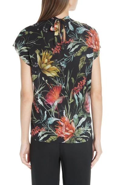 Shop Fuzzi Floral Ruffle Tulle Top In Nero