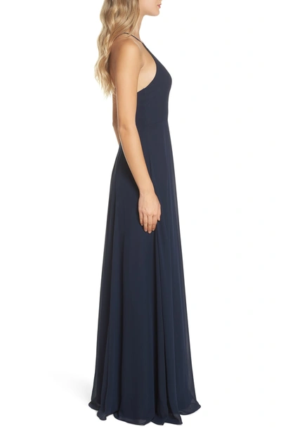 Shop Jenny Yoo Kayla A-line Halter Gown In Navy