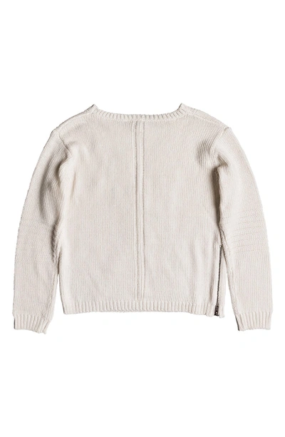 Shop Roxy Glimpse Of Romance Cable Knit Sweater In Marshmallow