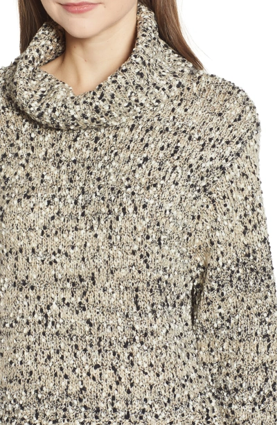 Shop Moon River Metallic Slub Turtleneck Sweater In Oatmeal Multi