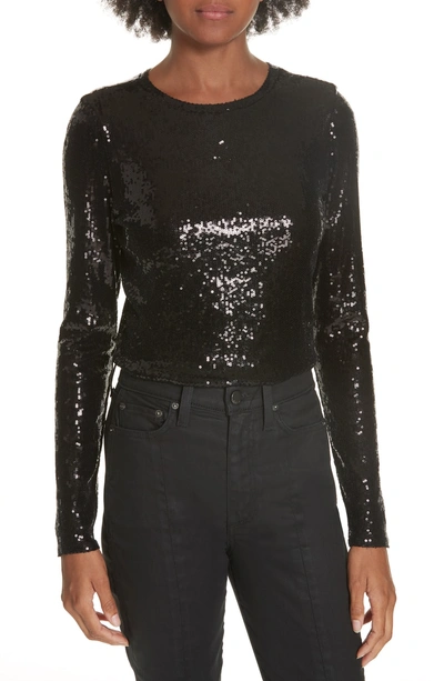 Shop Alice And Olivia Delaina Sequin Top In Black