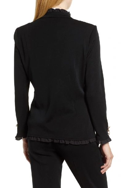 Shop Ming Wang Frill Detail Jacket In Black