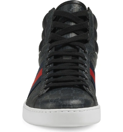 Shop Gucci New Ace High Gg Supreme Sneaker In Black/ Anthracite