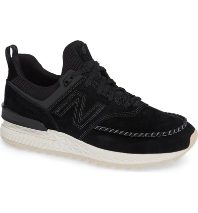 New Balance 574 Sport Sneaker In Black Suede/ Mesh | ModeSens