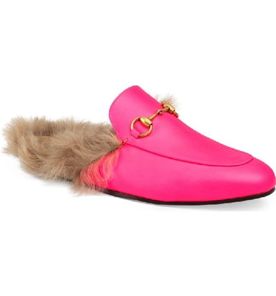 Shop Gucci Princetown Genuine Shearling Lined Mule Loafer In Pink/ Pink