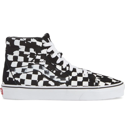 Shop Vans Overprint Check Sk8 Hi Sneaker In Black/ True White