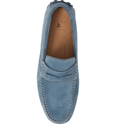 Shop Robert Talbott Le Mans Penny Driving Loafer In Light Blue Suede