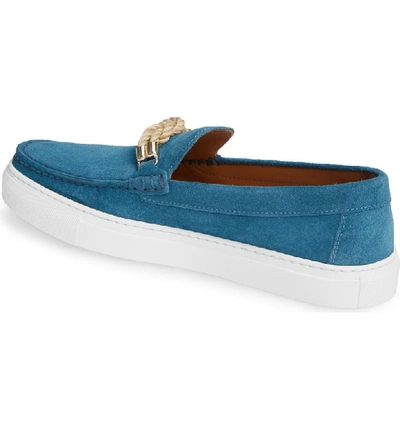 Shop Grand Voyage Britton Square Knot Loafer In Teal Suede