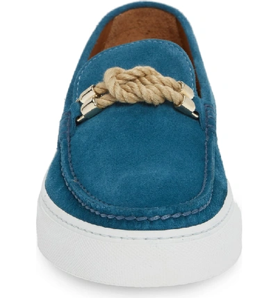 Shop Grand Voyage Britton Square Knot Loafer In Teal Suede