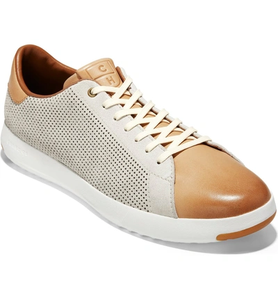 Shop Cole Haan Grandpro Tennis Sneaker In Ivory Suede/ Leather