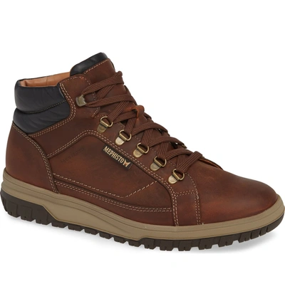Shop Mephisto Pitt Mid Lace-up Boot In Tobacco/ Black Leather