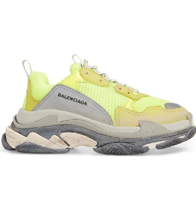 Shop Balenciaga Triple S Retro Sneaker In Jaune Fluo