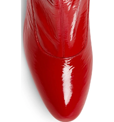 Shop Gucci Printyl Patent Leather Zip Boot In Hibiscus Red