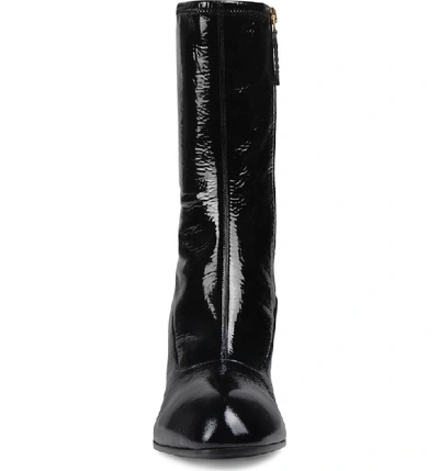 Shop Gucci Printyl Patent Leather Zip Boot In Nero/ Nero