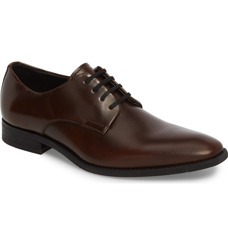 calvin klein ramses tan textured oxfords