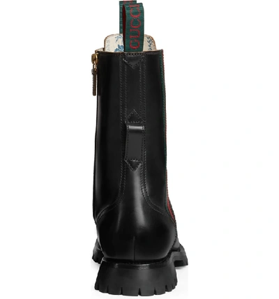 Shop Gucci Arley Tall Web Boot In Black/ Cocoa