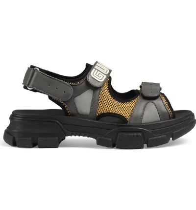 Shop Gucci Agru Sport Sandal In Dark Grey