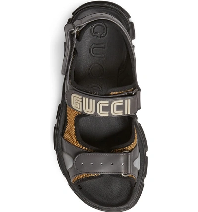Shop Gucci Agru Sport Sandal In Dark Grey